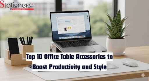 A visually appealing layout of the top 10 office table accessories designed to enhance productivity and style.
