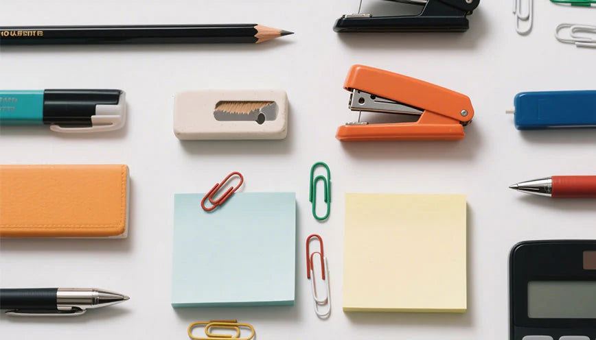 Showing Some Office Supplies WIth Different Colors.