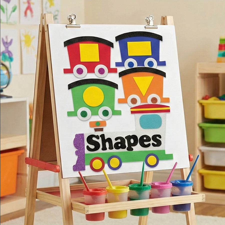 Foaming Sticker Train shapes