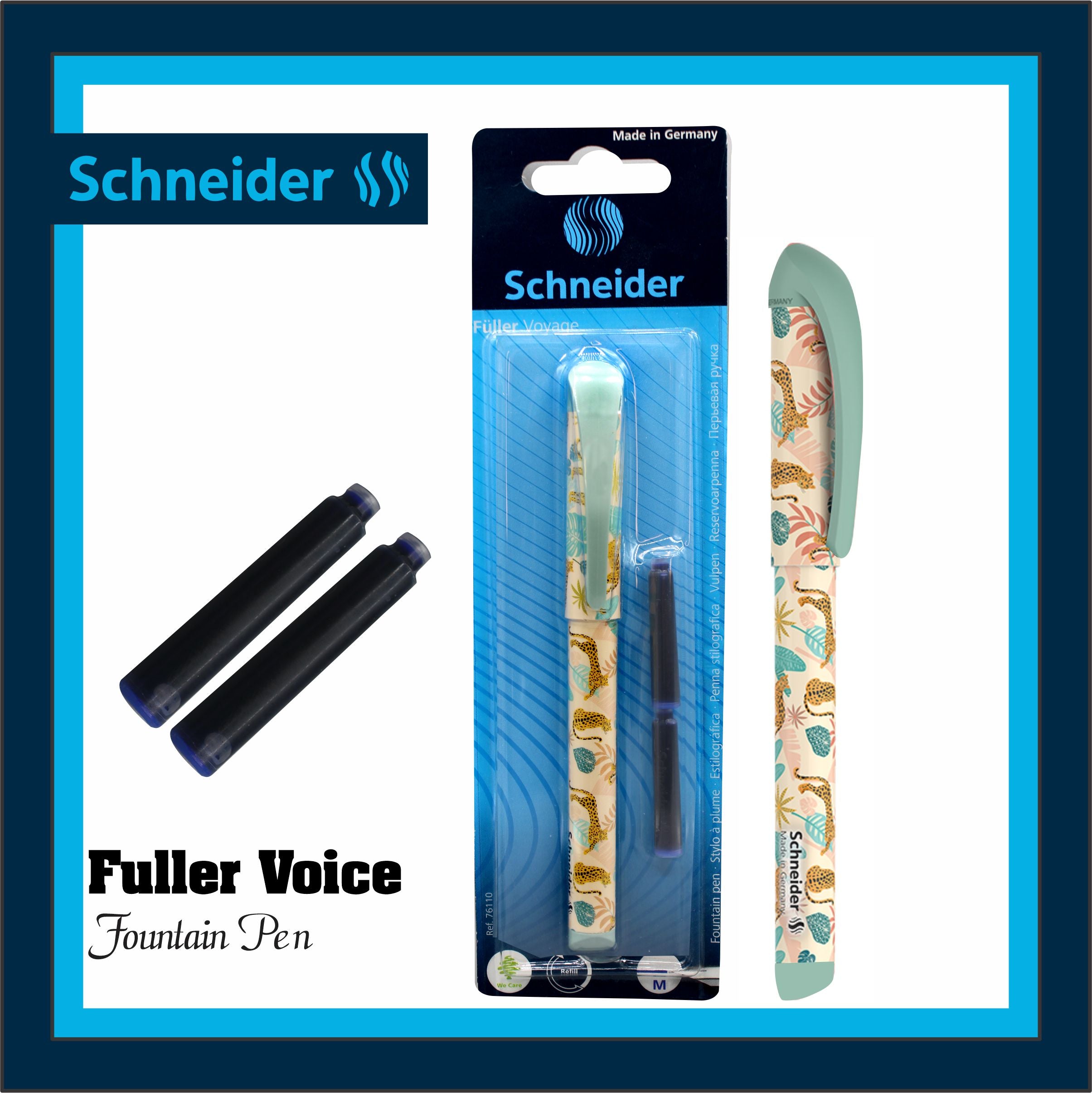 Schneider Fuller Voice Jungle Fountain Pen Blister Pack