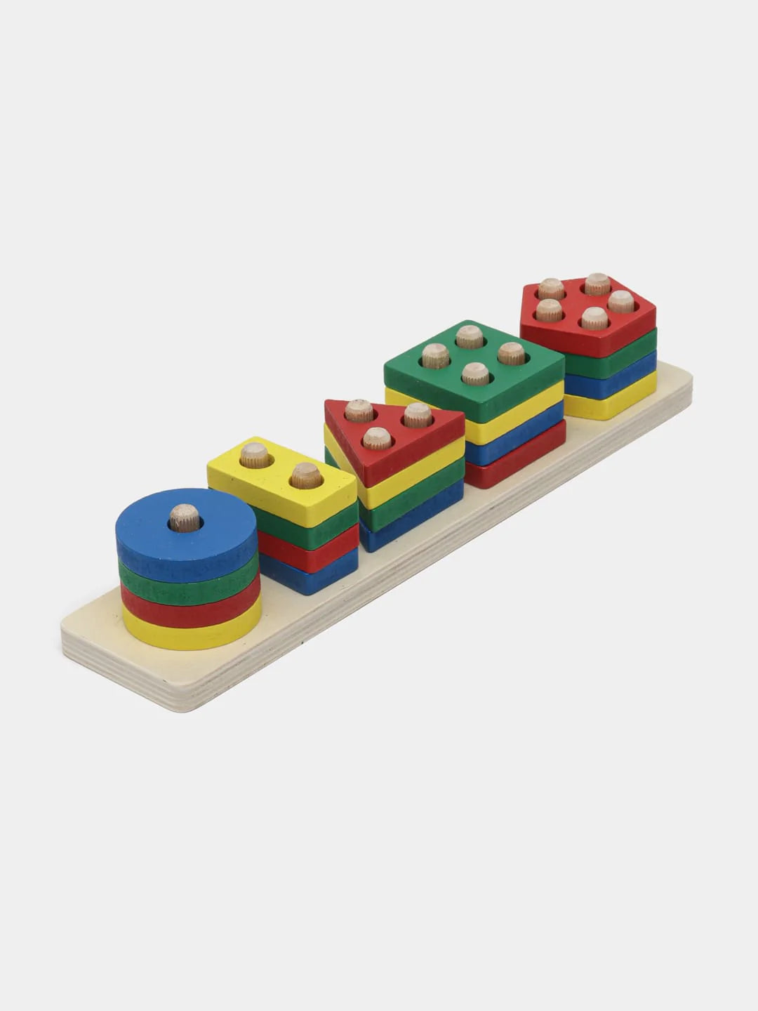 Wooden Colourful Geometric Five Set Of Column (Without Box)