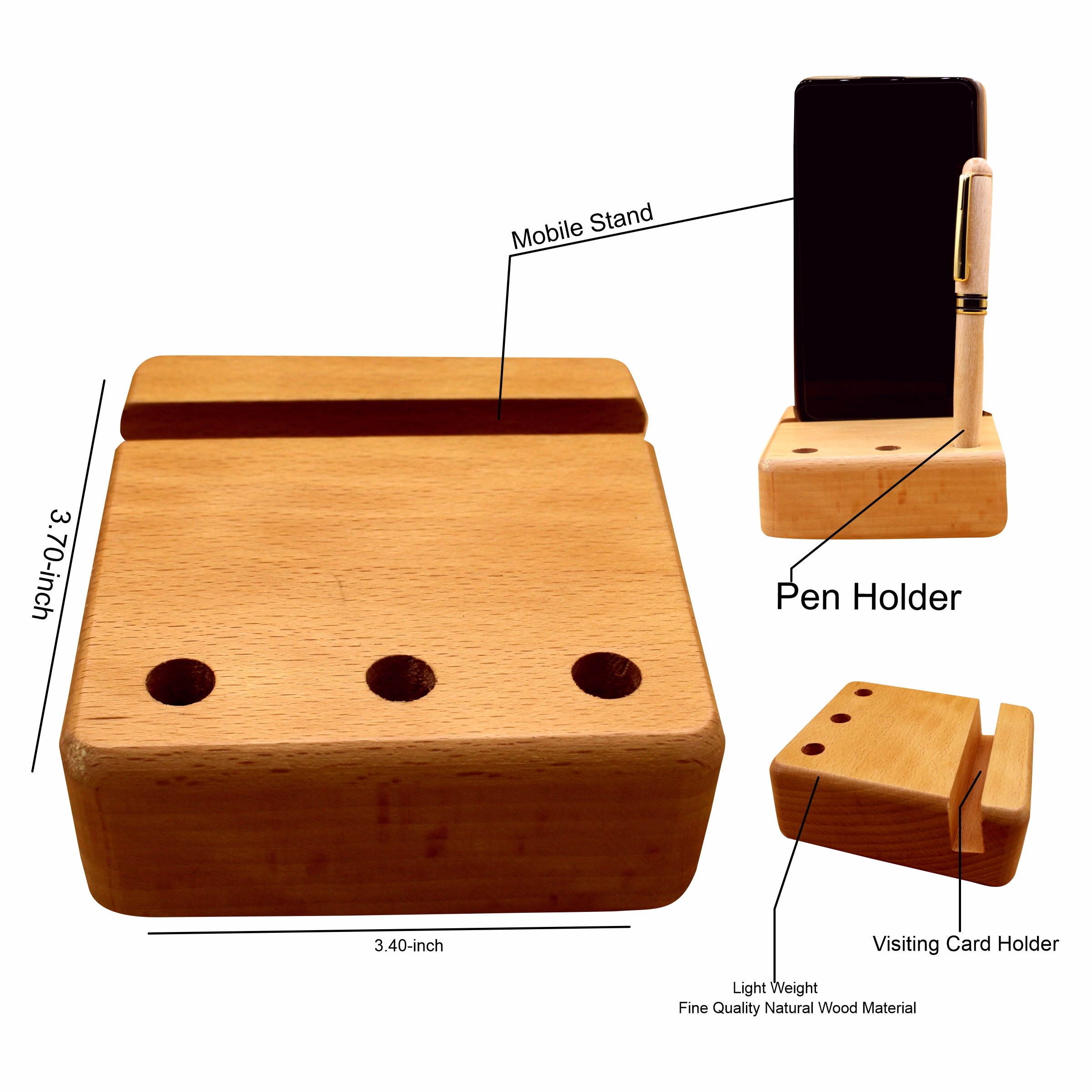 Wooden Pen Jar With Mobile Stand