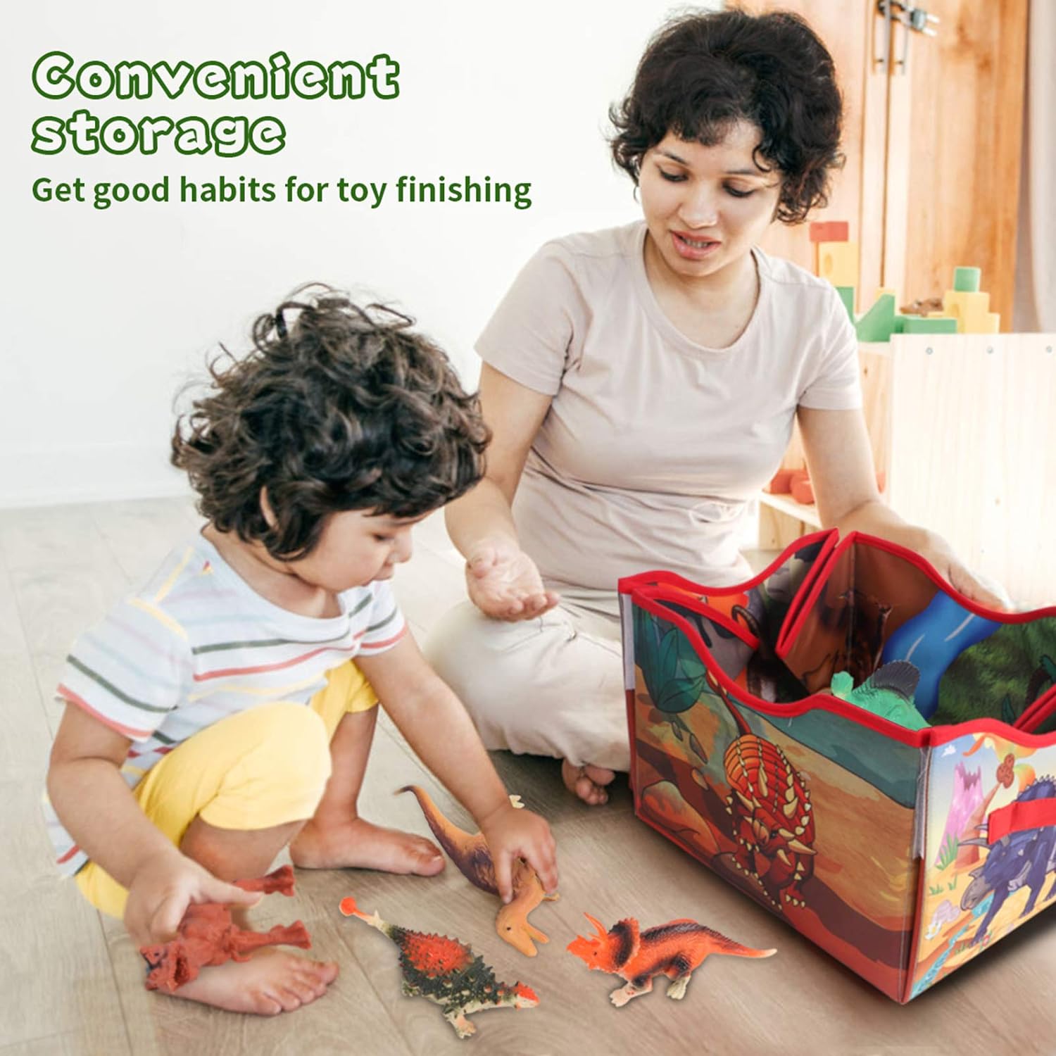 2 in 1 Dinosaur Storage Box & Playmat for Kids
