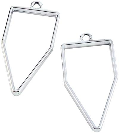 Pandahall 100pcs Alloy Polygon Open Back Bezel Pendants Rack Plating 45x22x3.5mm Hollow Mold Frame Pendants for DIY Resin Pressed Flower Jewelry 1pc