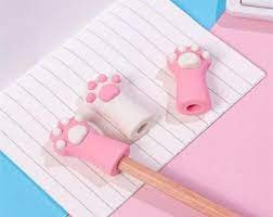 3 Pcs Cute Pink Style Cat Paw Rubber Erasers