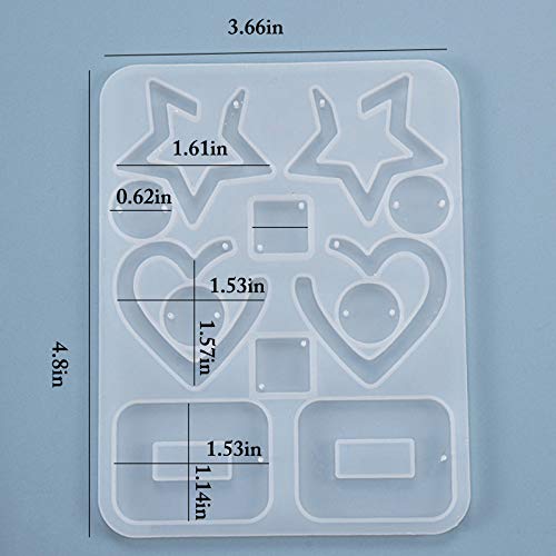 SOWUNO Earrings Silicone Mold DIY Earrings Casting Mold Jewelry Making Mold Heart Earrings Mold Star Earrings Mold Jewelry Silicone Mold Silicone