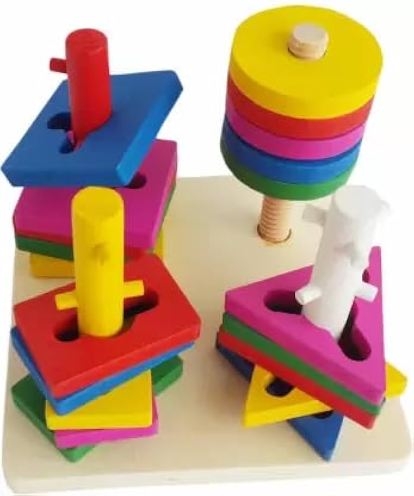 Wooden Toy Unlock Four Sets of Column