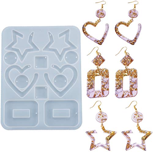 SOWUNO Earrings Silicone Mold DIY Earrings Casting Mold Jewelry Making Mold Heart Earrings Mold Star Earrings Mold Jewelry Silicone Mold Silicone