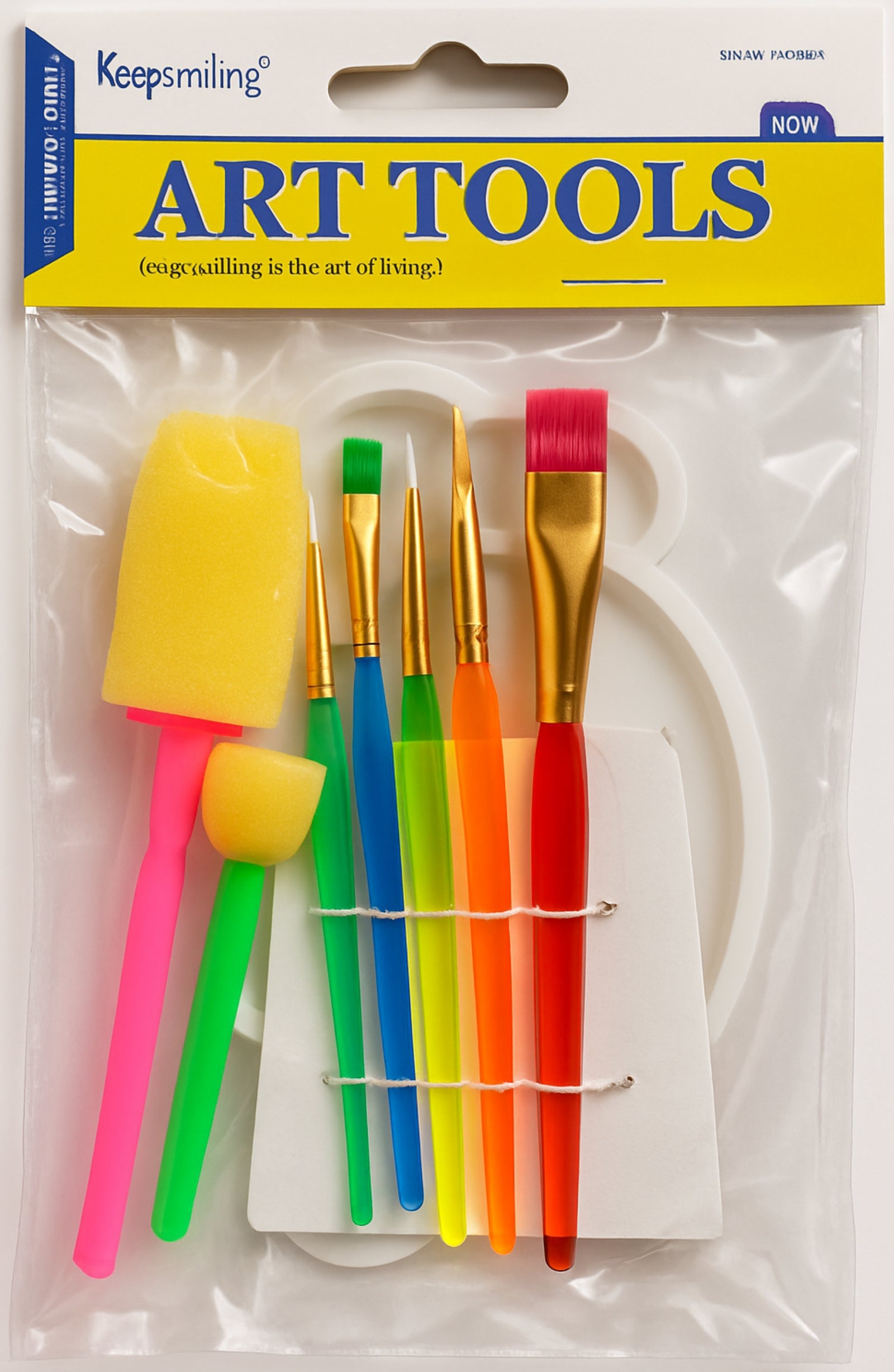 Keep Smiling Paint Palette Set With Brushes & Palette Knife  ( 7Pcs )
