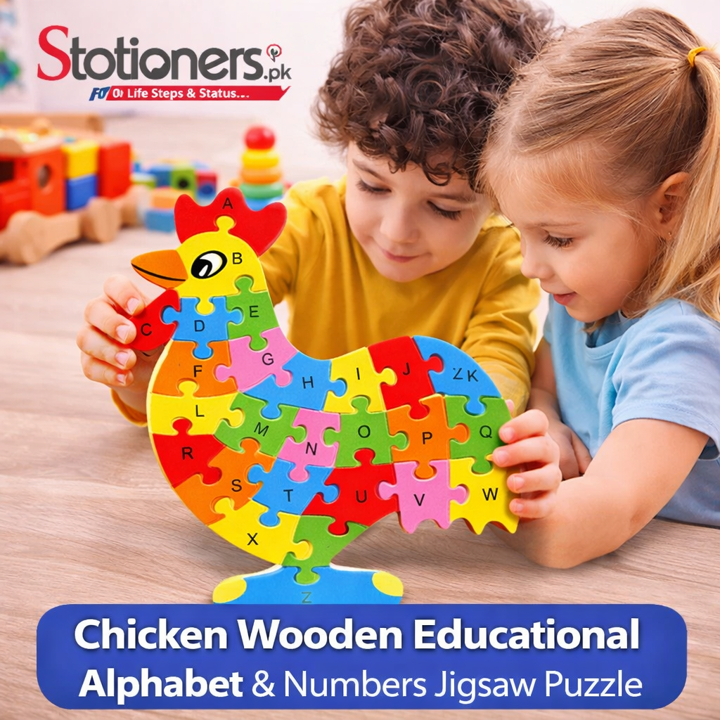 Chicken Wooden Educational Alphabet & Numbers Jigsaw Puzzle