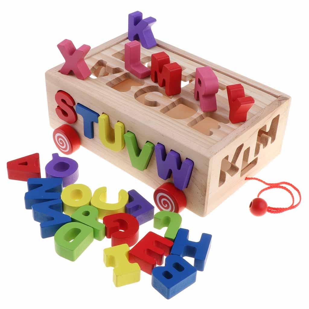 Digital Alphabet Pulling Car Wooden Box