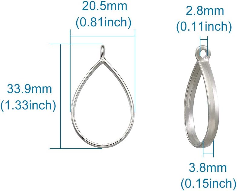 Pandahall 10pcs Antique Bronze Alloy Open Back Bezel Pendants 33.9x20.5mm Drop Metal Hollow Frame Pendant Blanks for DIY Epoxy Resin Pressed Flower Jewelry 1pc