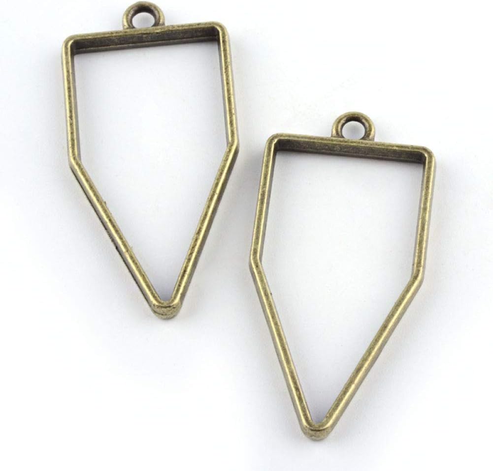 Pandahall 100pcs Alloy Polygon Open Back Bezel Pendants Rack Plating 45x22x3.5mm Hollow Mold Frame Pendants for DIY Resin Pressed Flower Jewelry 1pc