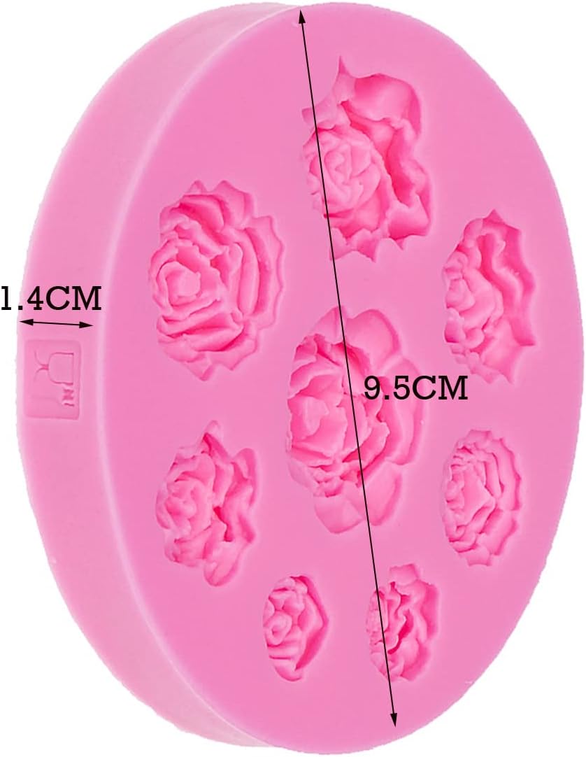 Silicone Mold Round 9 Flowers โ Pink Multi-Size Rose Shape Epoxy Resin Casting Mold for Candle, Soap, Fondant, Chocolate and DIY Craft Decoration Projects