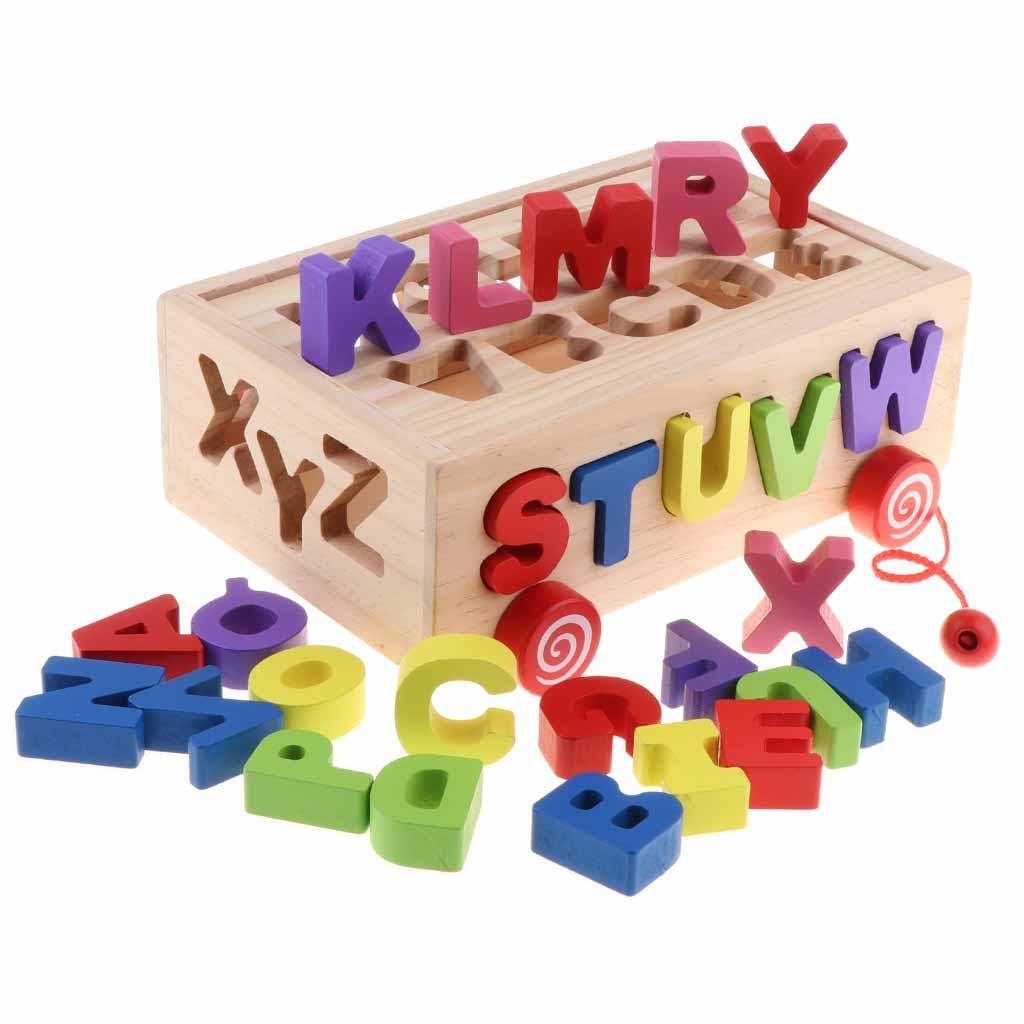 Digital Alphabet Pulling Car Wooden Box