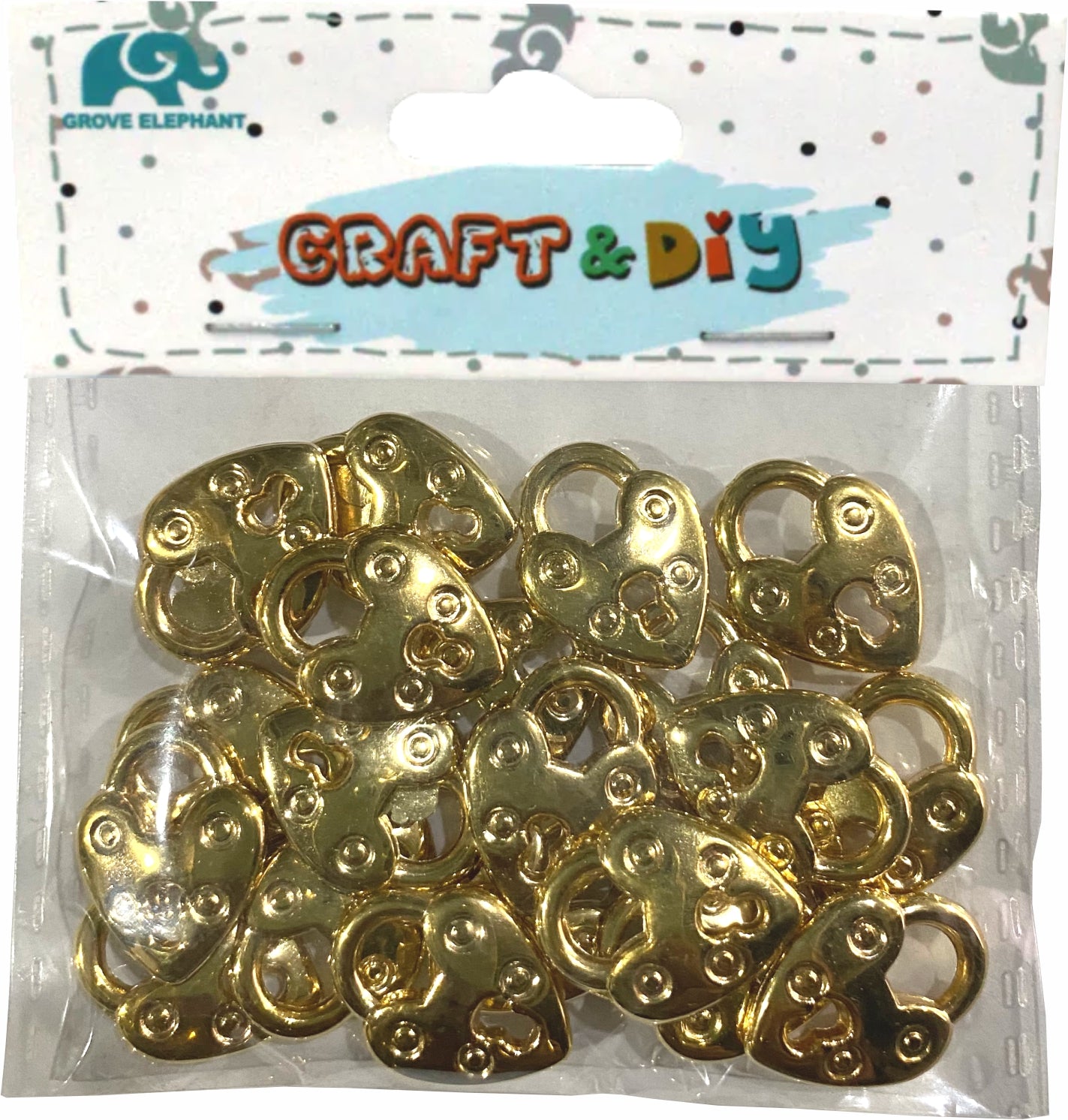 Art & Craft Plastic Heart Large - Golden / Silver - 7864