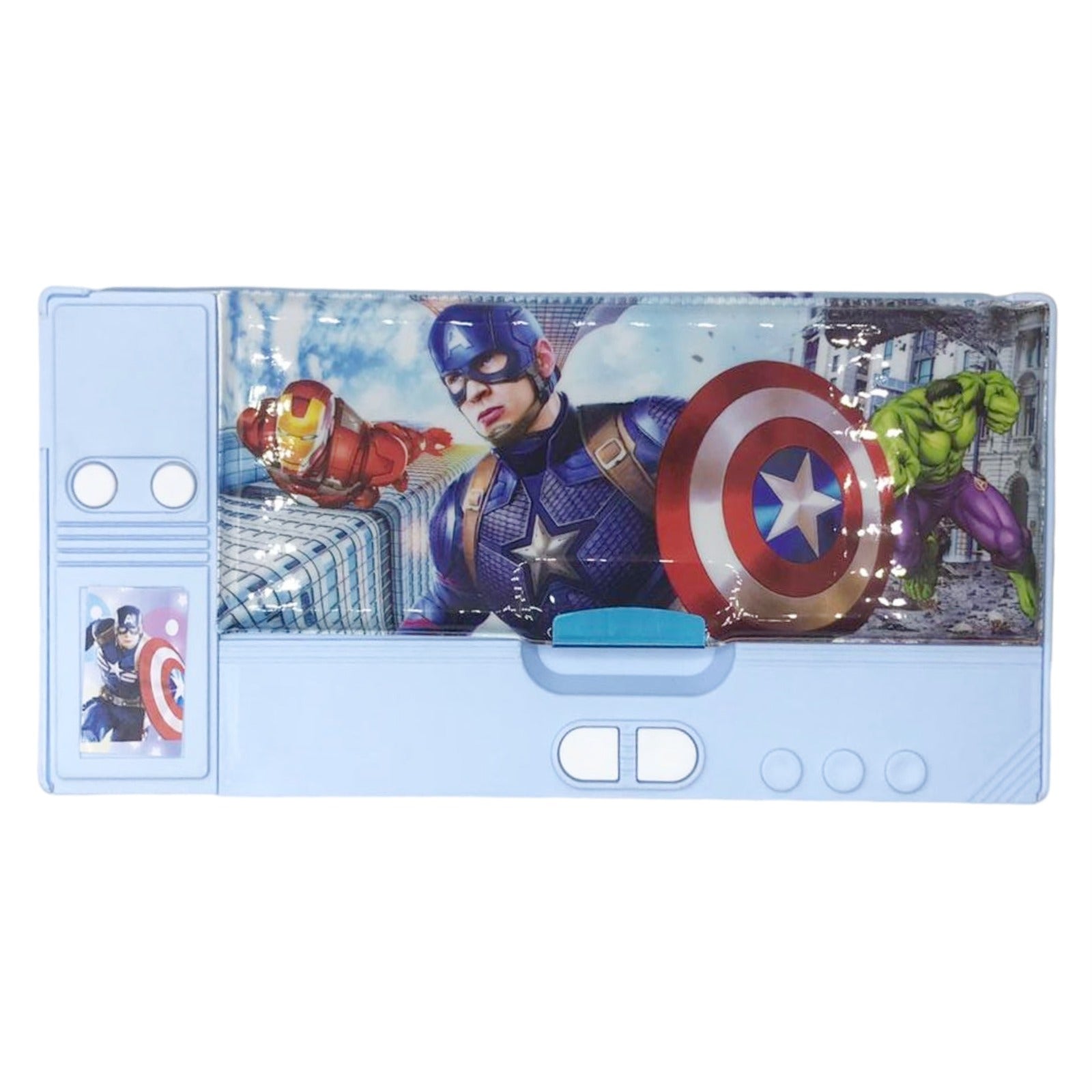 Multifunctional Jumbo Dual Side Magnetic Pencil Box (Captain America)
