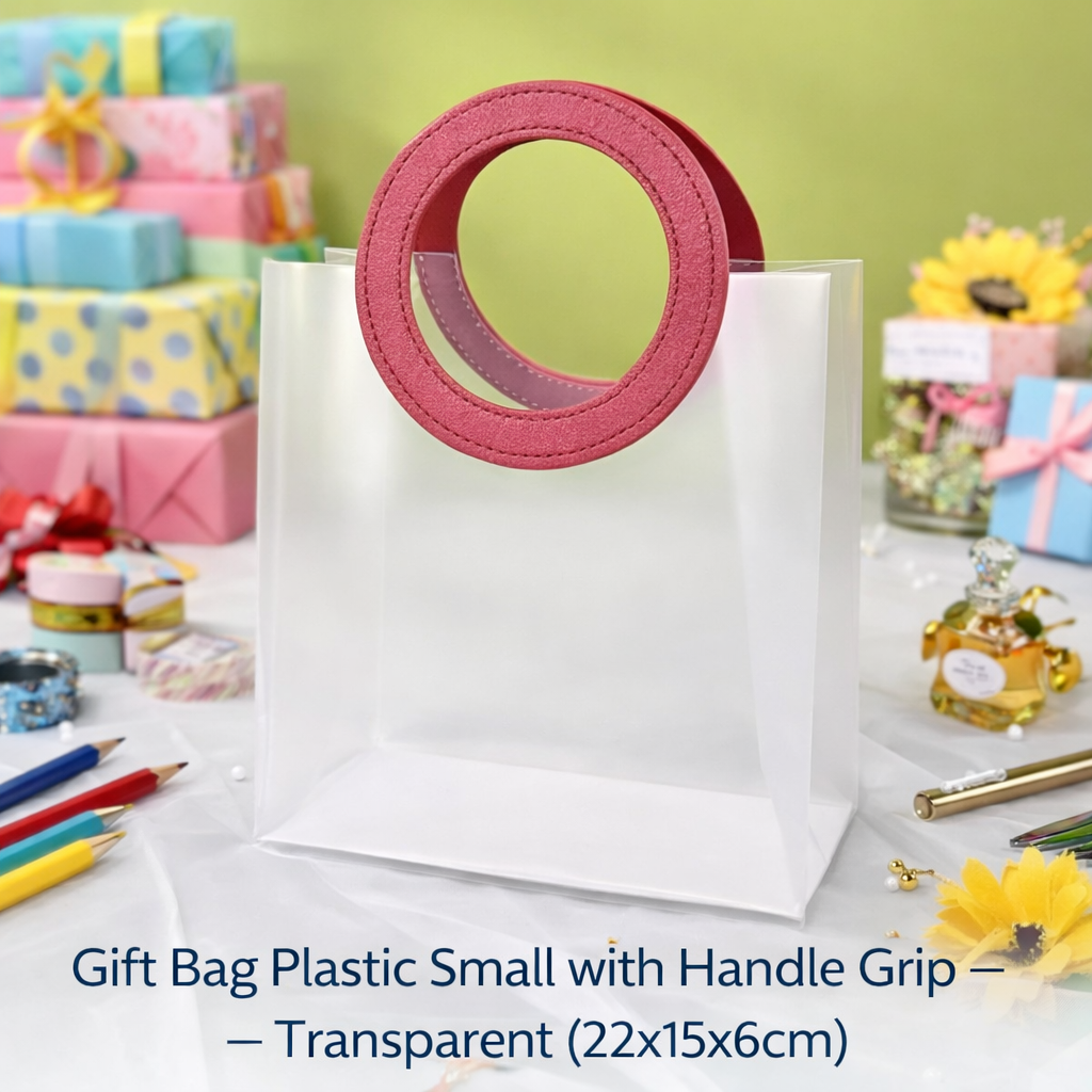 Gift Bag Plastic Small with Handle Grip – Transparent (22x15x6cm) 3pcs