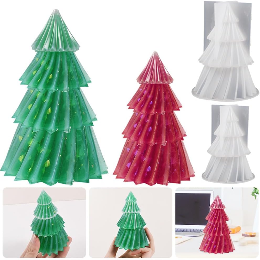 3D Christmas Tree Silicone Resin Mold – DIY Epoxy Decorative Candle & Craft Casting Mold