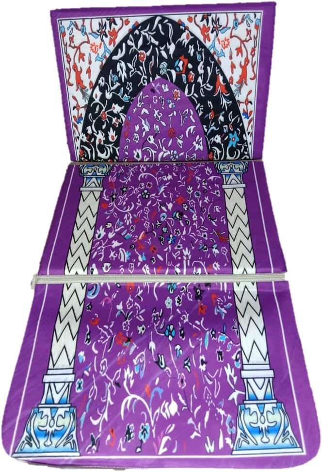 Foldable Prayer Mat with Backrest Chair Purple - Medical Grade Orthopedic Janamaz with Back Support | Best Ramadan Ramzan Gift for Parents & Elders 2026