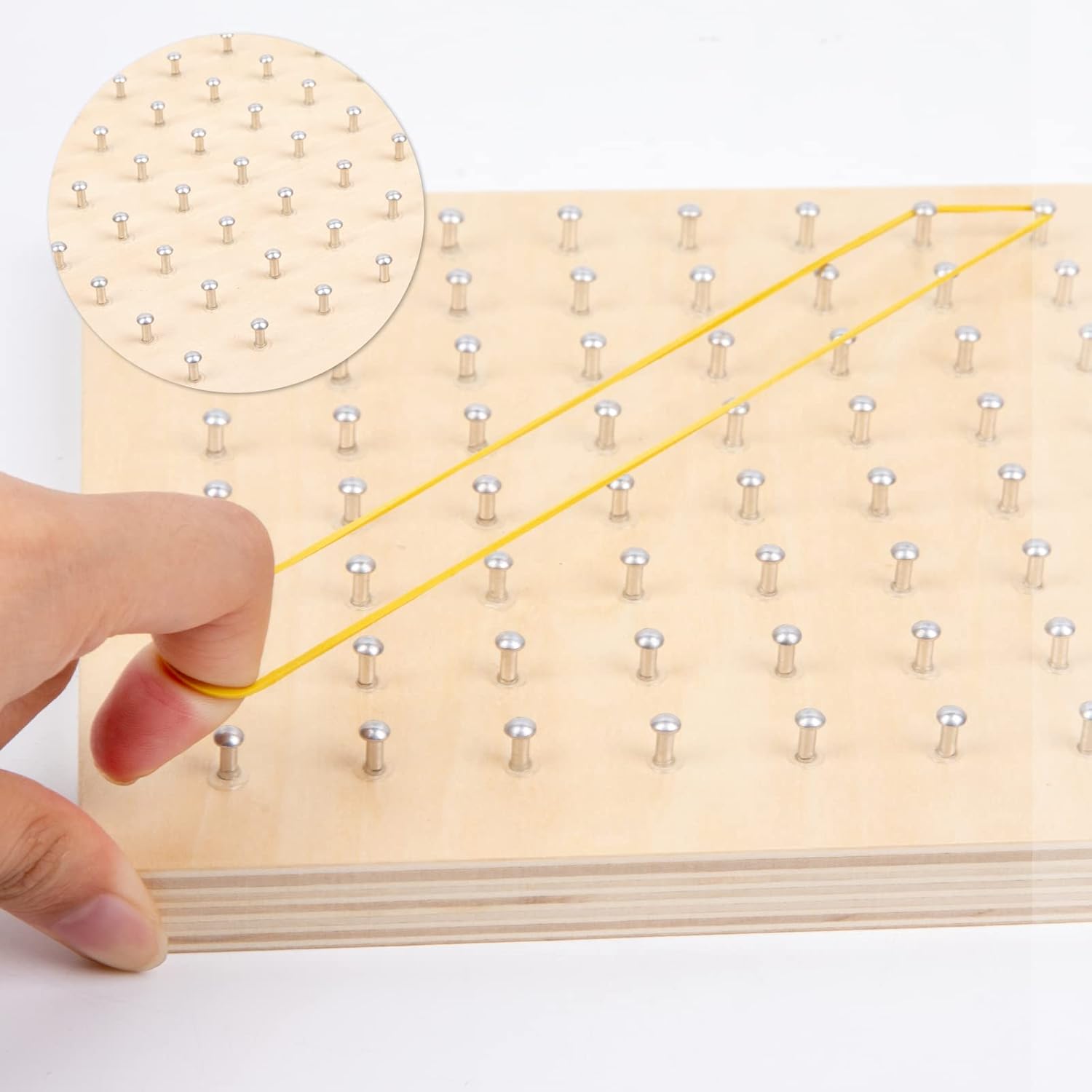 Wooden Geoboard with Rubber Bands Educational Toy
