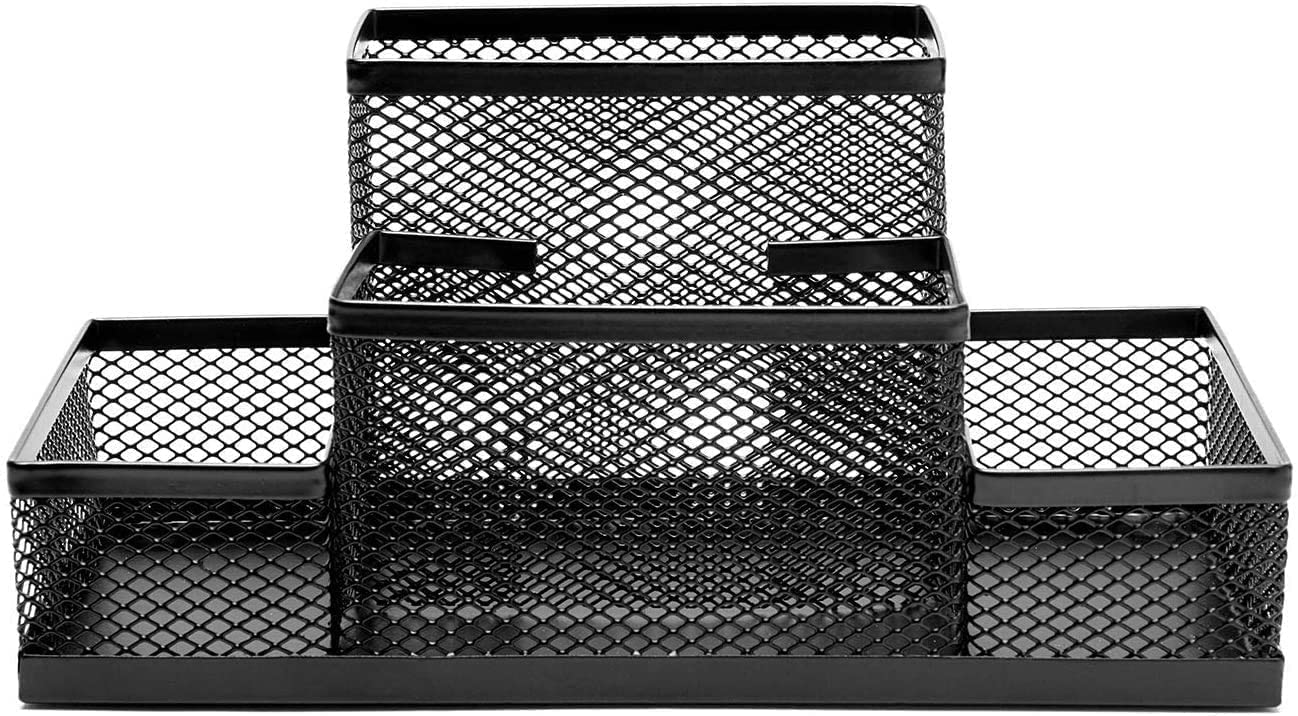 Metal Mesh Stationery Desk Organizer 4 Compartment