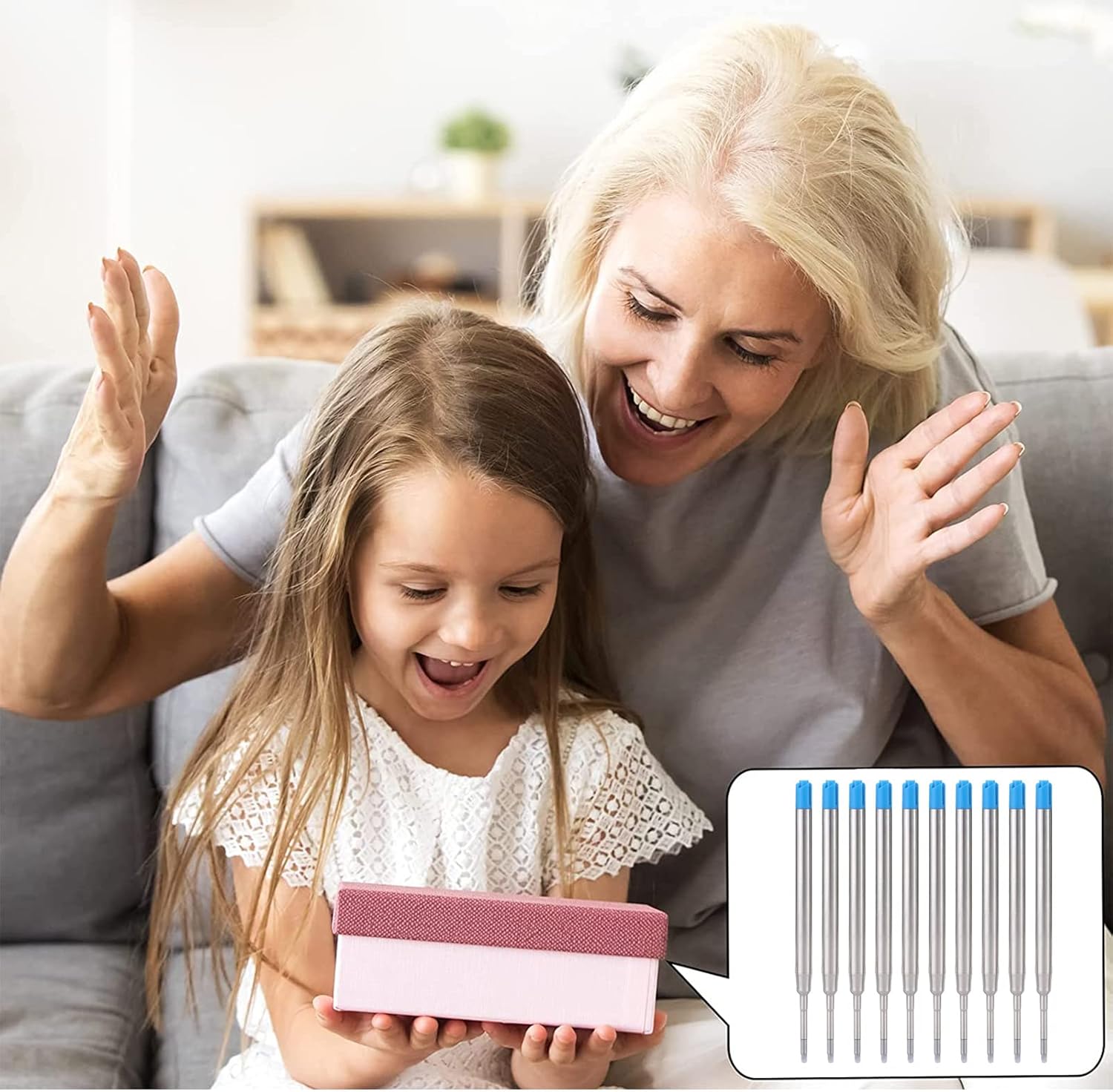 Blue Ink Metal Ballpoint Pen Refills – 1mm Smooth Writing for Office & School 5pcs