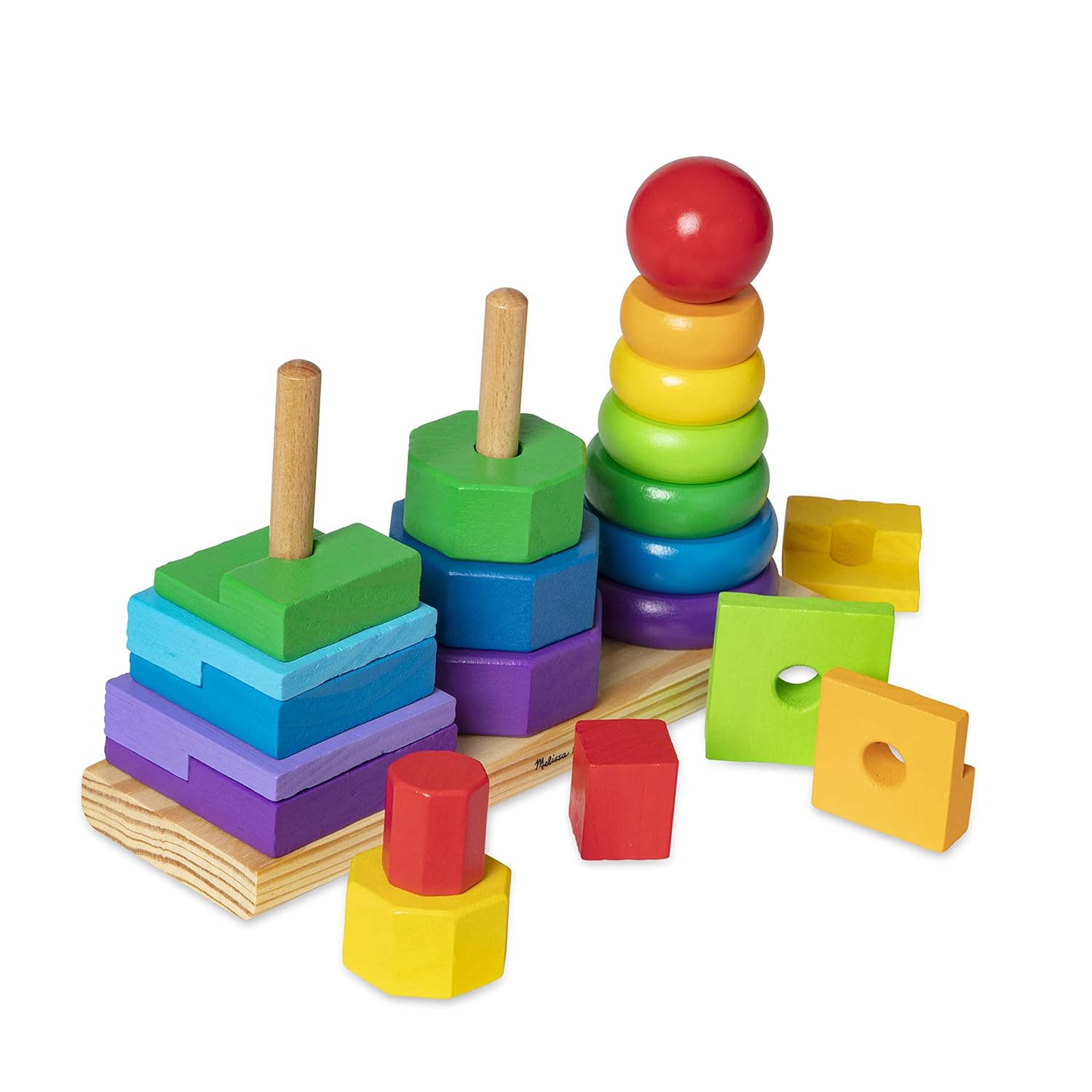 Melissa & Doug Geometric Wooden Toy Stacker, Multicolor, 3+ months Pack of 25 Pcs