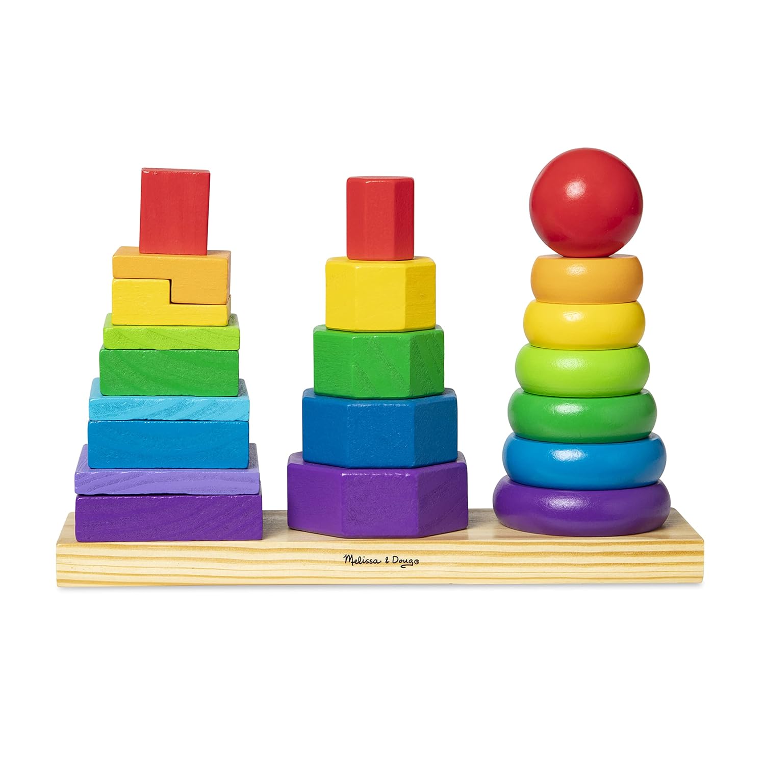 Melissa & Doug Geometric Wooden Toy Stacker, Multicolor, 3+ months Pack of 25 Pcs