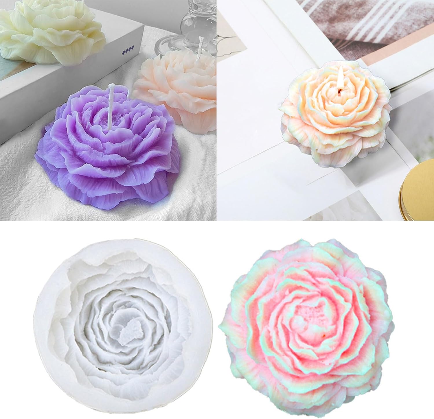 3D Rose Flower Silicone Resin Mold – DIY Epoxy Candle, Soap & Decorative Art Casting Mold