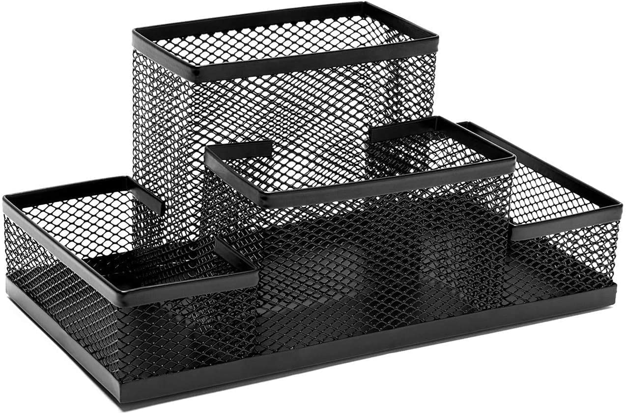 Metal Mesh Stationery Desk Organizer 4 Compartment