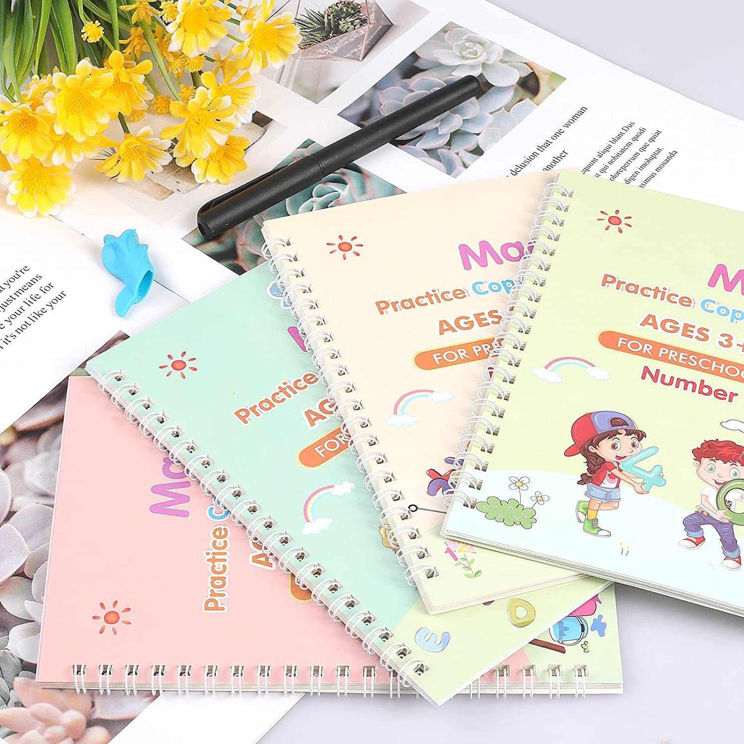 Magic Reusable Practice Copybook for Kids Pack of 4