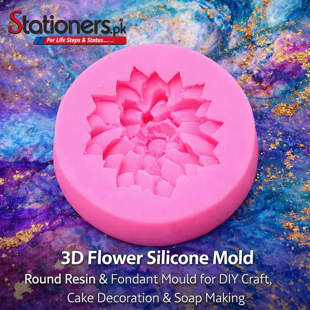 3D Flower Silicone Mold – Round Resin & Fondant Mould for DIY Craft, Cake Decoration & Soap Making