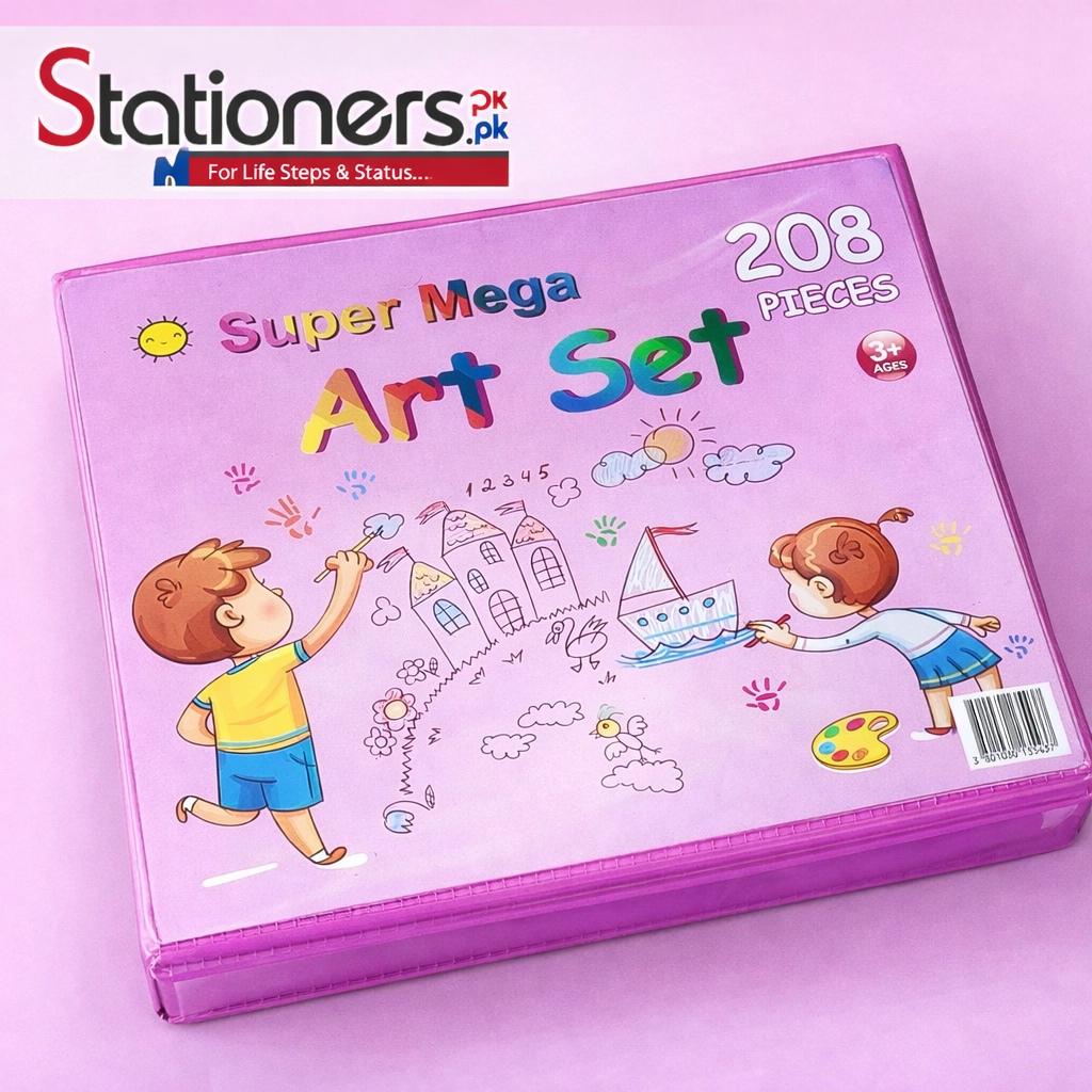Super Mega 208 Pieces Art Set – Kids Complete Drawing & Coloring Kit (3+ Ages)