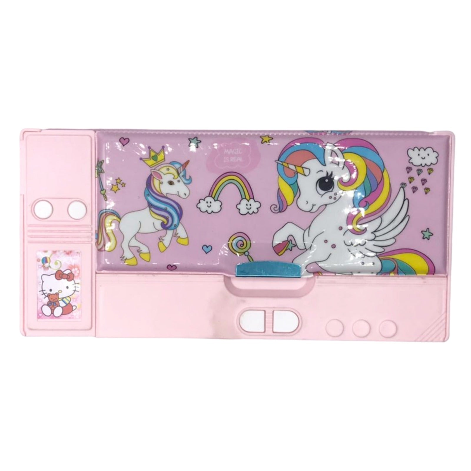 Multifunctional Jumbo Dual Side Magnetic Pencil Box (Unicorn)