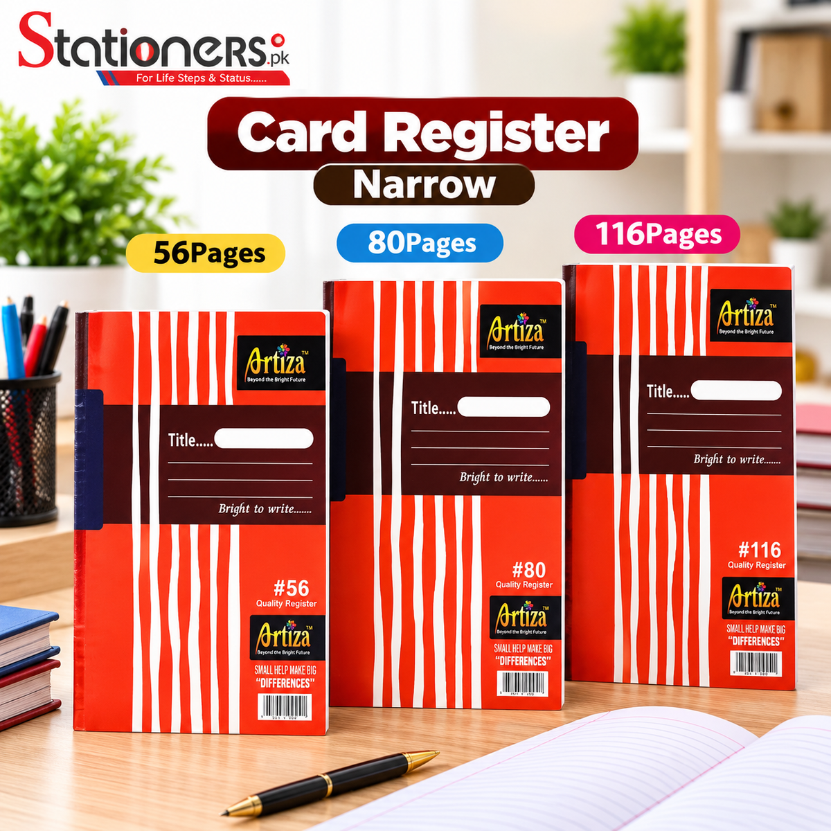 Artiza Card Register Narrow – 56, 80 & 116 Pages