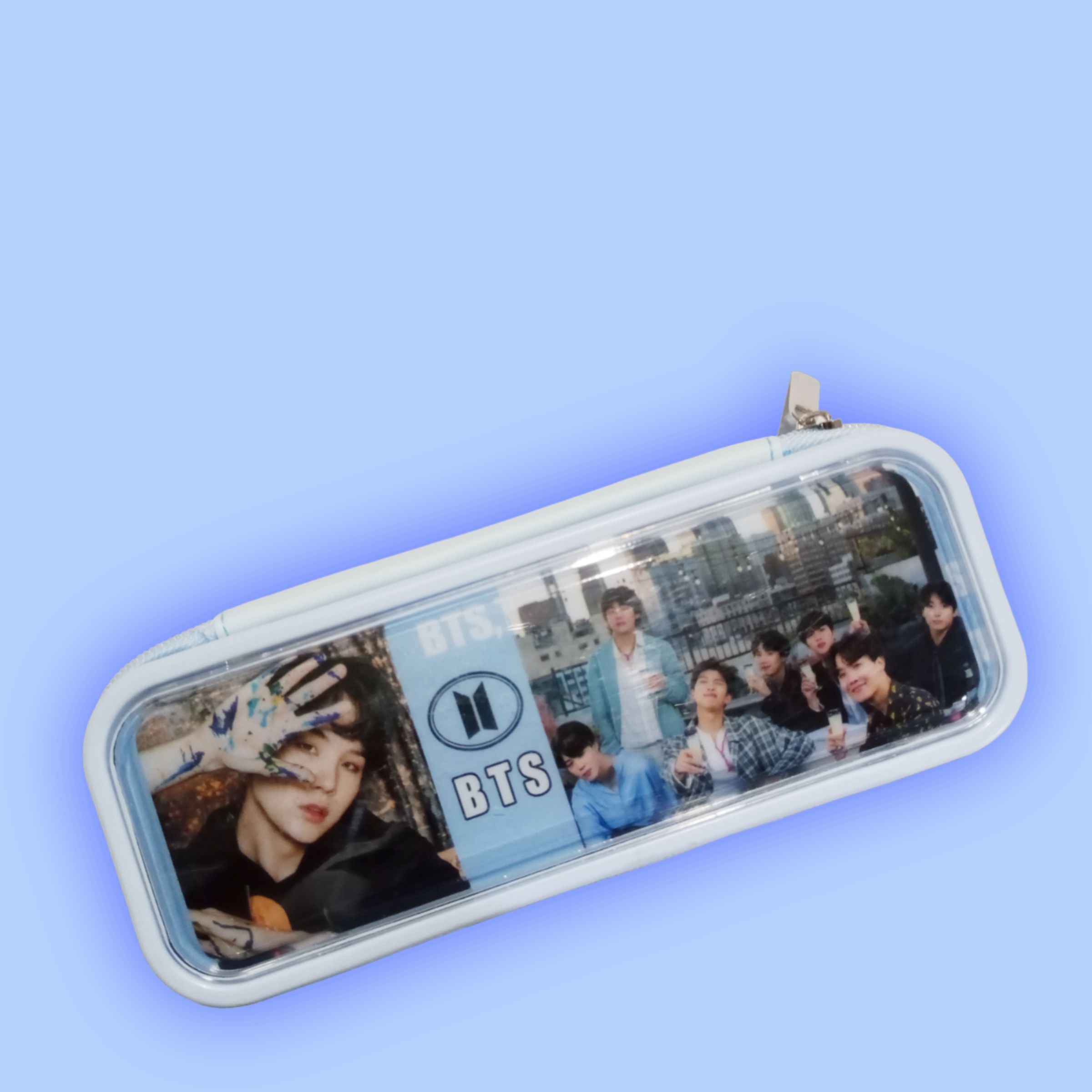 BTS Blue Pencil Pouch With Colorful LED Lights