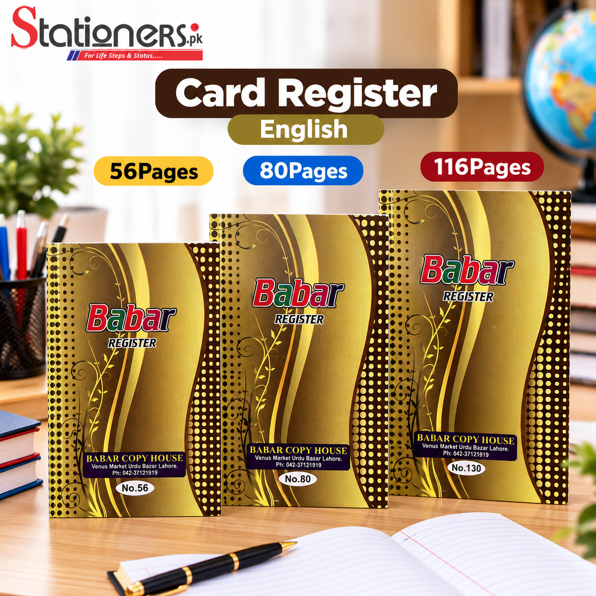 Card Register English – 56, 80 & 116 Pages