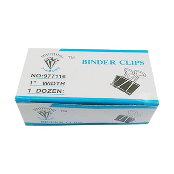 Diamond Binder Clips Black Pack of 12