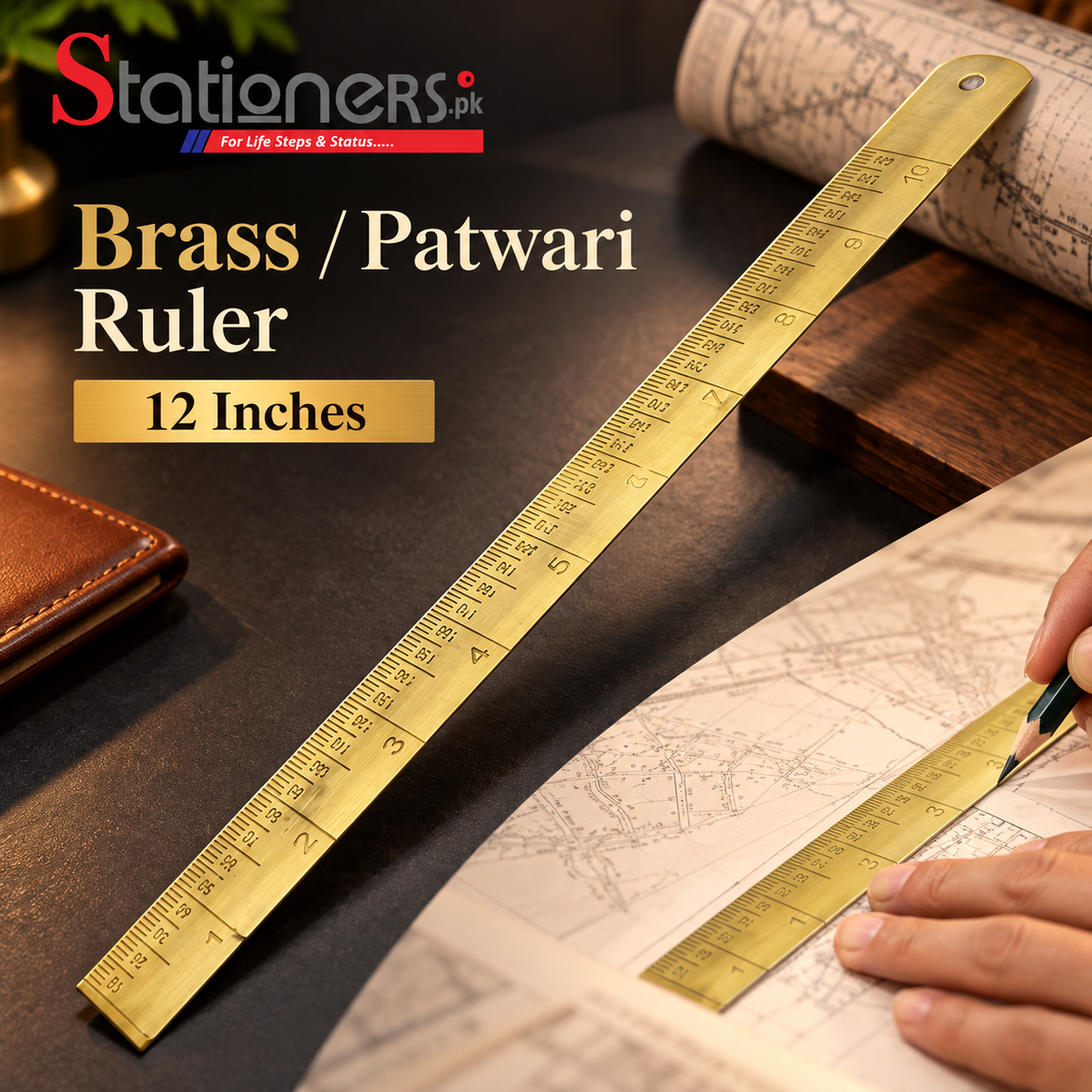 Brass/Patwari Ruler – 8 Inch, 10 Inch & 12 Inch
