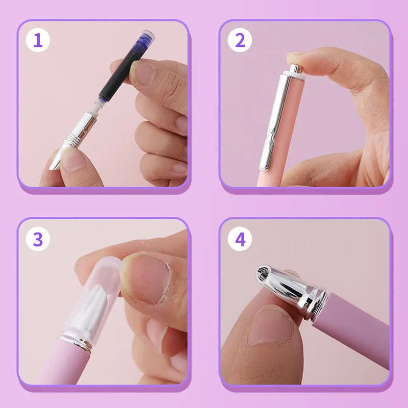 CHREN Press Type Retractable Fountain Pen Set