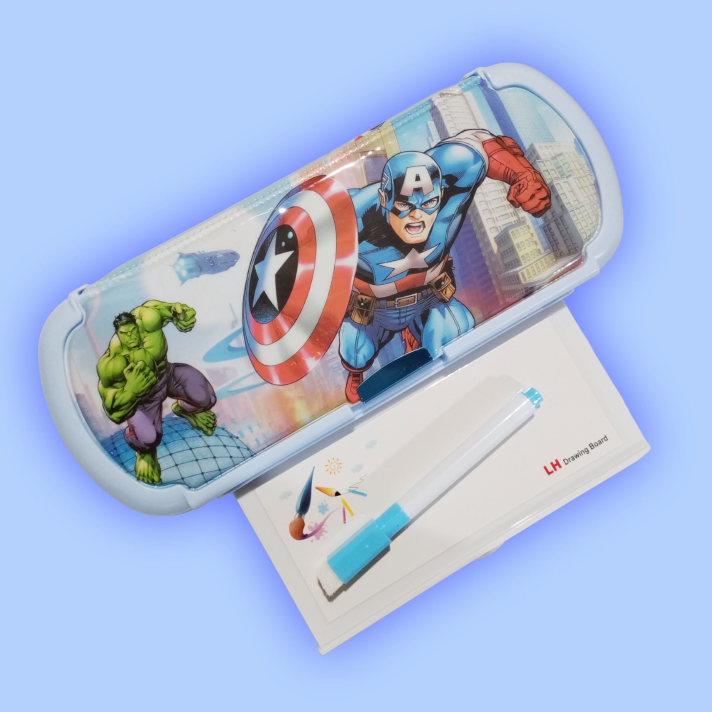 Captain America Character Pencil Box With Mini Drawing Board