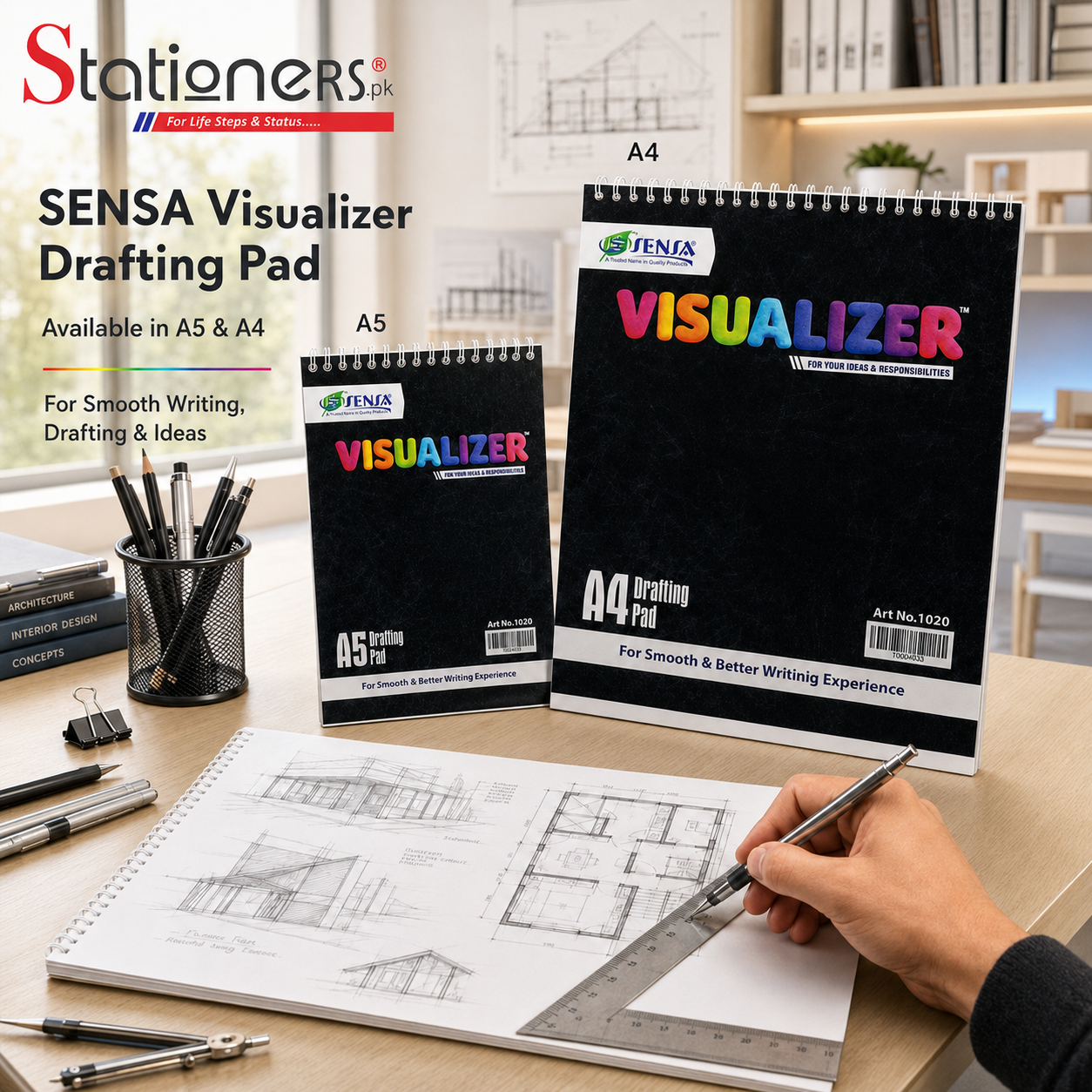 Sensa Spiral Drafting Pad – A4 & A5 Sizes