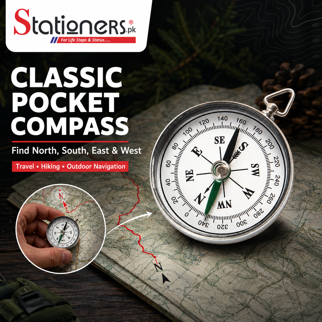 Classic Pocket Directional Compass with Hanging Loop