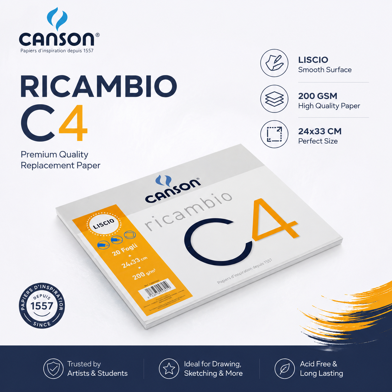 Canson Calligraphy Spiral Pad 9 x 13 inches 20 Sheets 200gsm