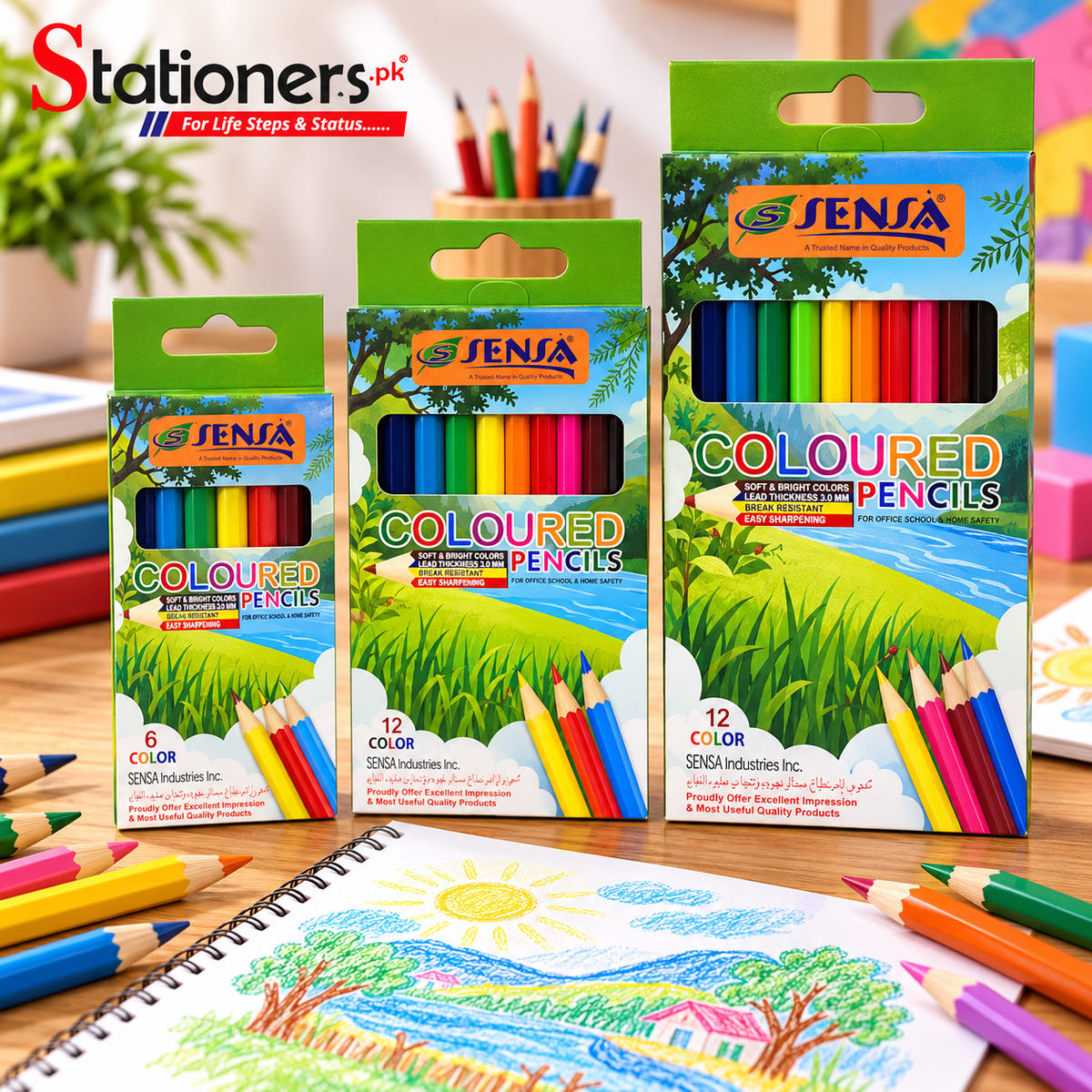 Sensa Coloured Pencils – 6pcs Half, 12pcs Half & 12pcs Full