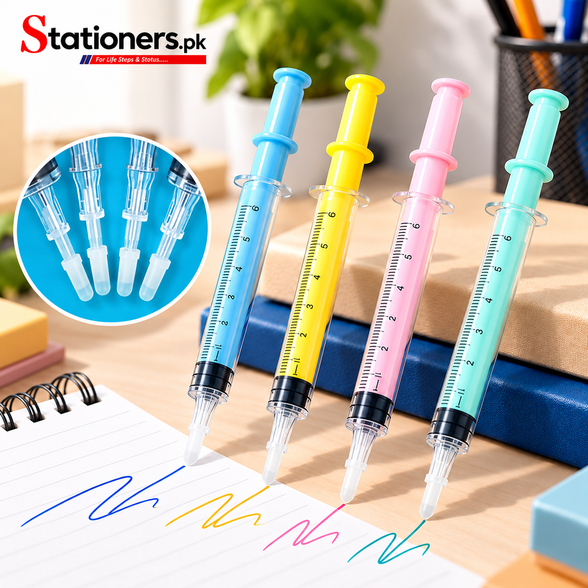 Syringe Style Fountain Pen – Colorful Transparent Ink-Filling Pen