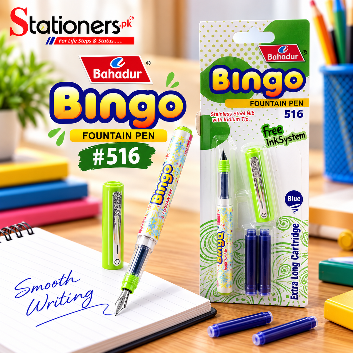 Bahadur Bingo #516 Fountain Pen – Blue Ink