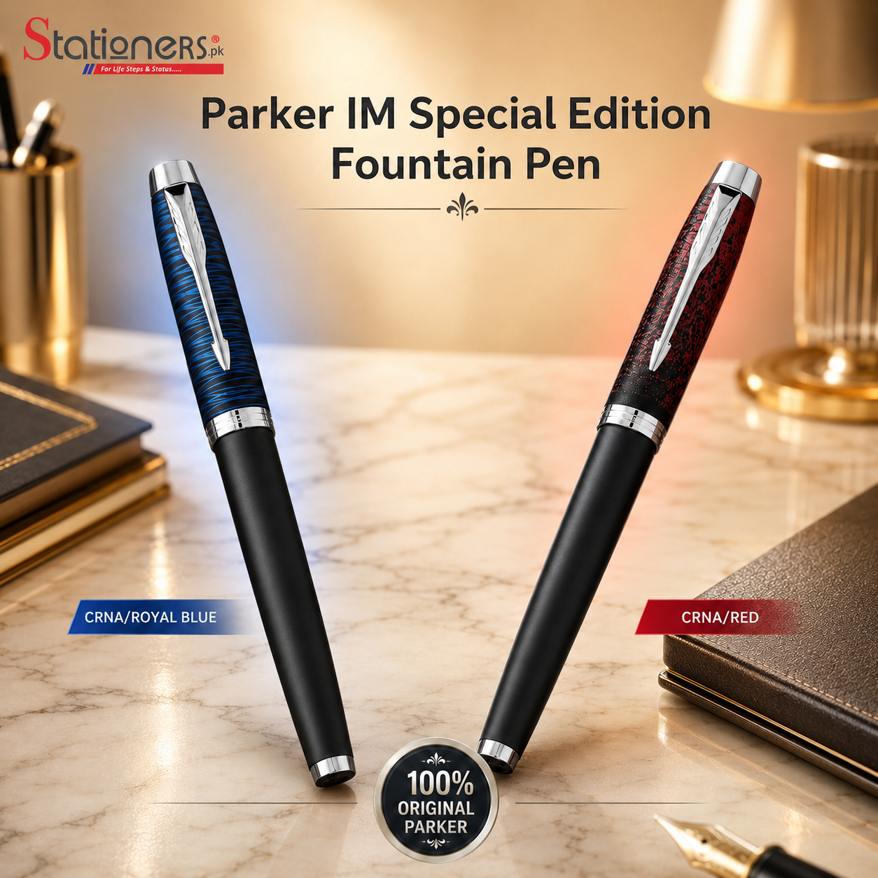Parker IM Special Edition Fountain Pen – Blue Origin & Red Ignite | 100% Original