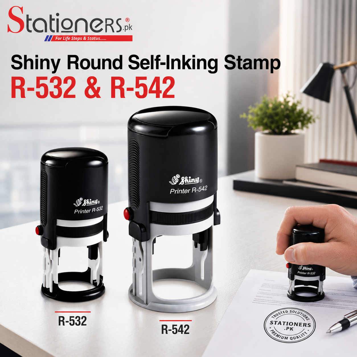 Shiny Round Self-Inking Stamp R-532 & R-542